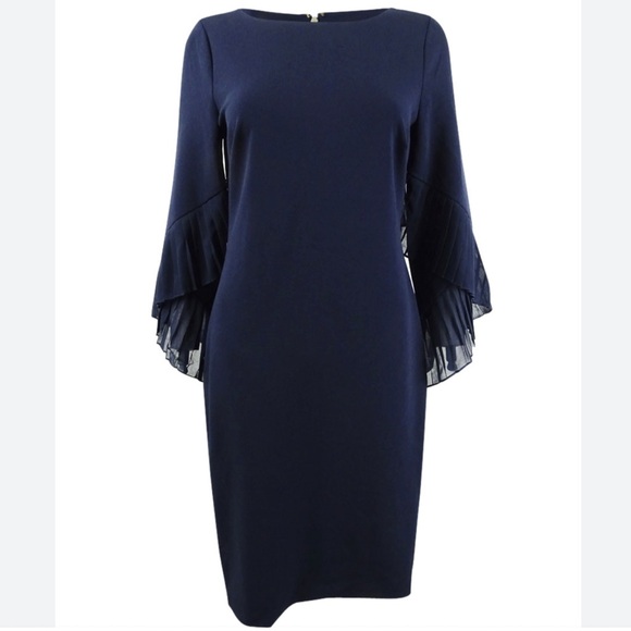 Dkny Dresses & Skirts - DKNY Pleated Bell Sleeve Sheath Dress 10 NWT